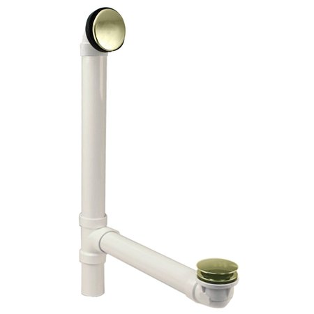 WESTBRASS Illusionary Overflow 12" & 4" Sch. 40 PVC Bath Waste & Overflow W/ Tip-Toe Bath Drain in Polished Br 493244H-01